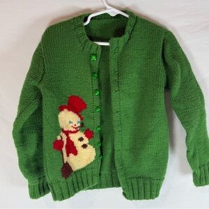 Vintage handmade ugly Christmas sweater snowman with pipe